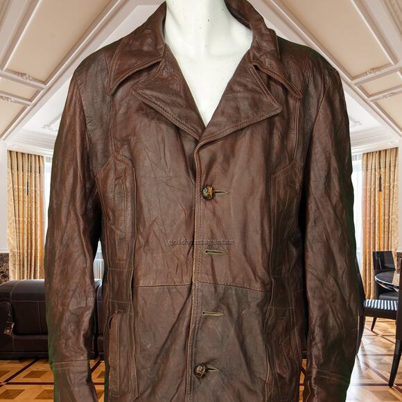 Vintage Schott Leather Coat Fleece Lined Biker XL - Picture 3 of 10